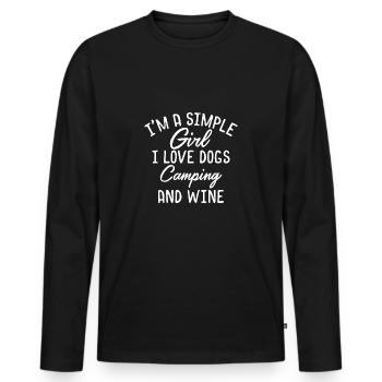 I m a Simple Girl I Love Dogs Camping and Wine - Männer Premium Bio Langarmshirt - Schwarz - Vorne - Nico (187cm)