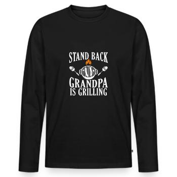 Beware Grandpa is on the grill - BBQ - BBQ - Men's Premium Organic Long Sleeve Shirt - black - Front - Nico (187cm)