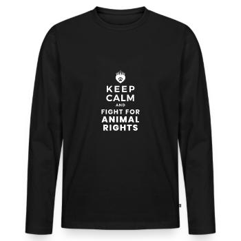 Keep Calm and Fight for Animal Rights White - Men's Premium Organic Long Sleeve Shirt - black - Front - Nico (187cm)