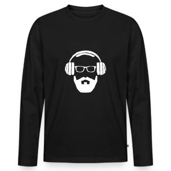 Hipster - Headphones - Men's Premium Organic Long Sleeve Shirt - black - Front - Nico (187cm)
