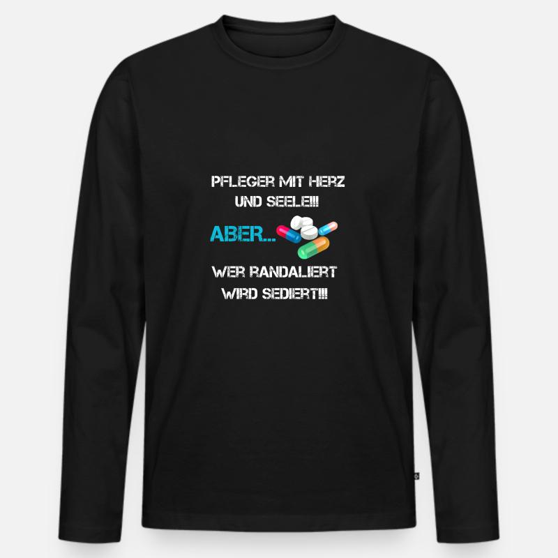 Krankenpfleger mit Herz und Seele - Altenpfleger - Männer Premium Bio Langarmshirt - Schwarz
