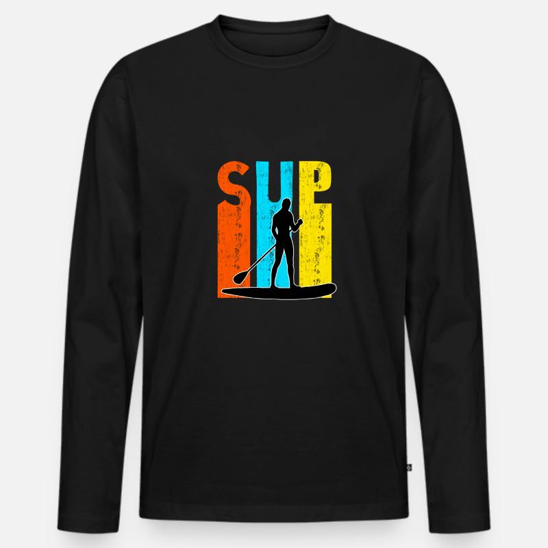 Paddeln SUP - Männer Premium Bio Langarmshirt - Schwarz