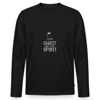 Geist mit Seele - Männer Premium Bio Langarmshirt - Schwarz - Vorne - Nico (187cm)