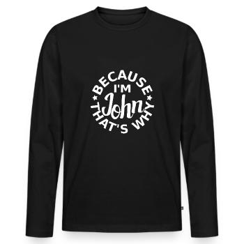 John prénom drôle dire - T-shirt manches longues Premium bio Homme - noir - Devant - Nico (187cm)