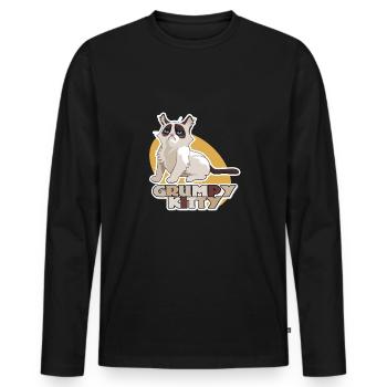 Grumpy Kitty Shirt - Men's Premium Organic Long Sleeve Shirt - black - Front - Nico (187cm)