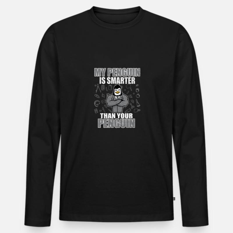 Pinguin Bildung - Männer Premium Bio Langarmshirt - Schwarz