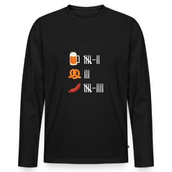 Bier, Brezel und Würstchen = - Männer Premium Bio Langarmshirt - Schwarz - Vorne - Nico (187cm)