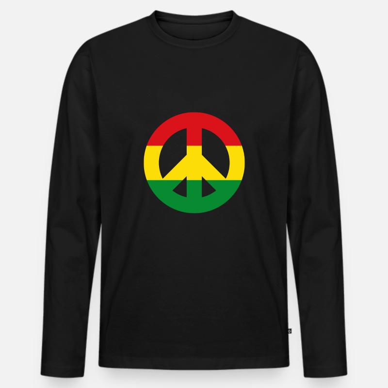 Friedenszeichen Reggae - Männer Premium Bio Langarmshirt - Schwarz