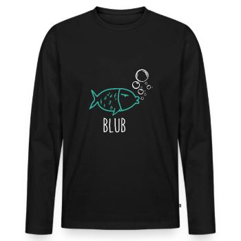 Cooler Fisch - Männer Premium Bio Langarmshirt - Schwarz - Vorne - Nico (187cm)