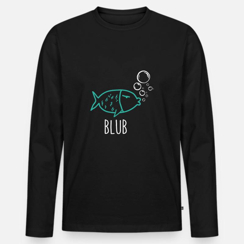 Cooler Fisch - Männer Premium Bio Langarmshirt - Schwarz