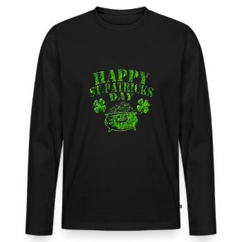 St Patrick's Day - Men's Premium Organic Long Sleeve Shirt - black - Front - Nico (187cm)