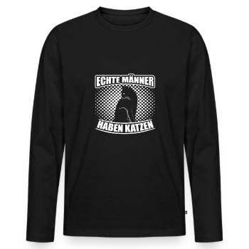 Echte Männer haben Katzen - Männer Premium Bio Langarmshirt - Schwarz - Vorne - Nico (187cm)