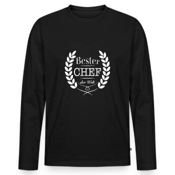 Bester Chef der Welt - Männer Premium Bio Langarmshirt - Schwarz - Vorne - Nico (187cm)