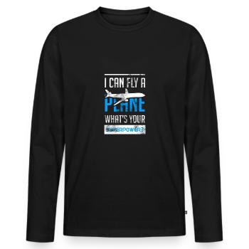 Ebene - Männer Premium Bio Langarmshirt - Schwarz - Vorne - Nico (187cm)