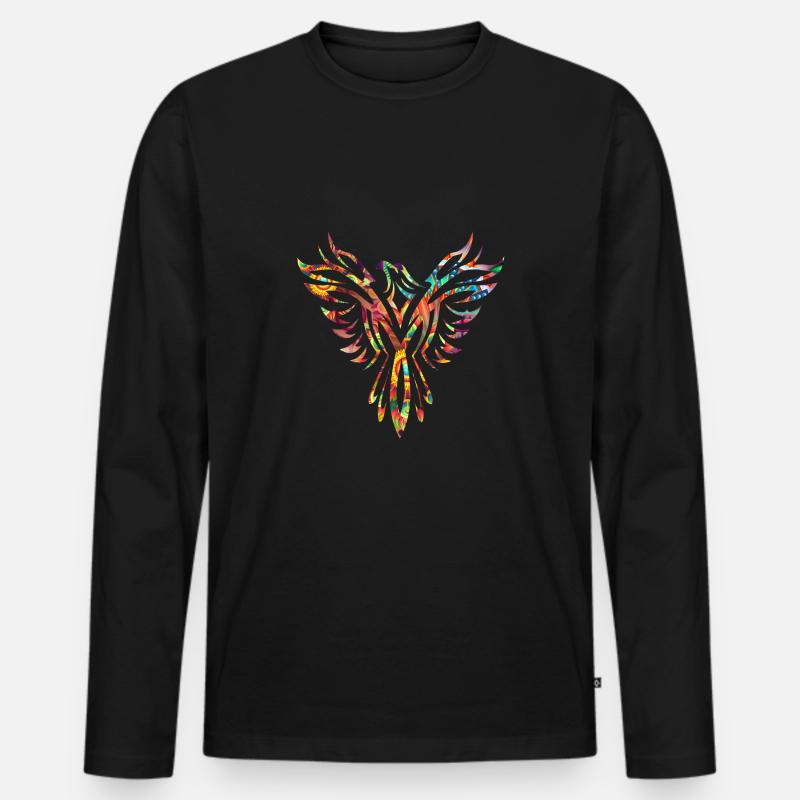 Phoenix bunt abstrakt Silhouette - Männer Premium Bio Langarmshirt - Schwarz