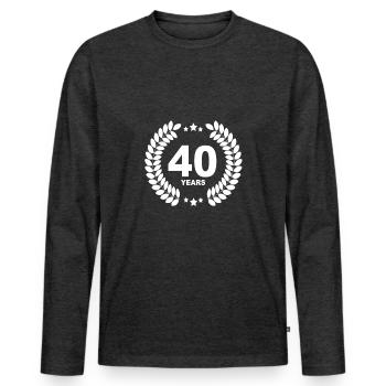 40 Jahre - Männer Premium Bio Langarmshirt - Anthrazit meliert - Vorne - Nico (187cm)
