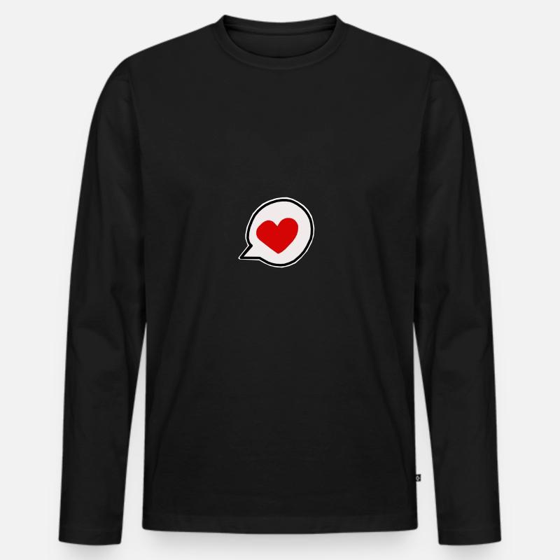 Herz - Männer Premium Bio Langarmshirt - Schwarz