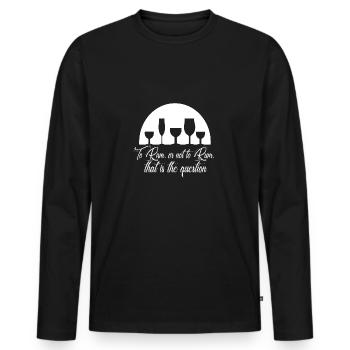Rhum, ou pas rhum, idée cadeau - T-shirt manches longues Premium bio Homme - noir - Devant - Nico (187cm)
