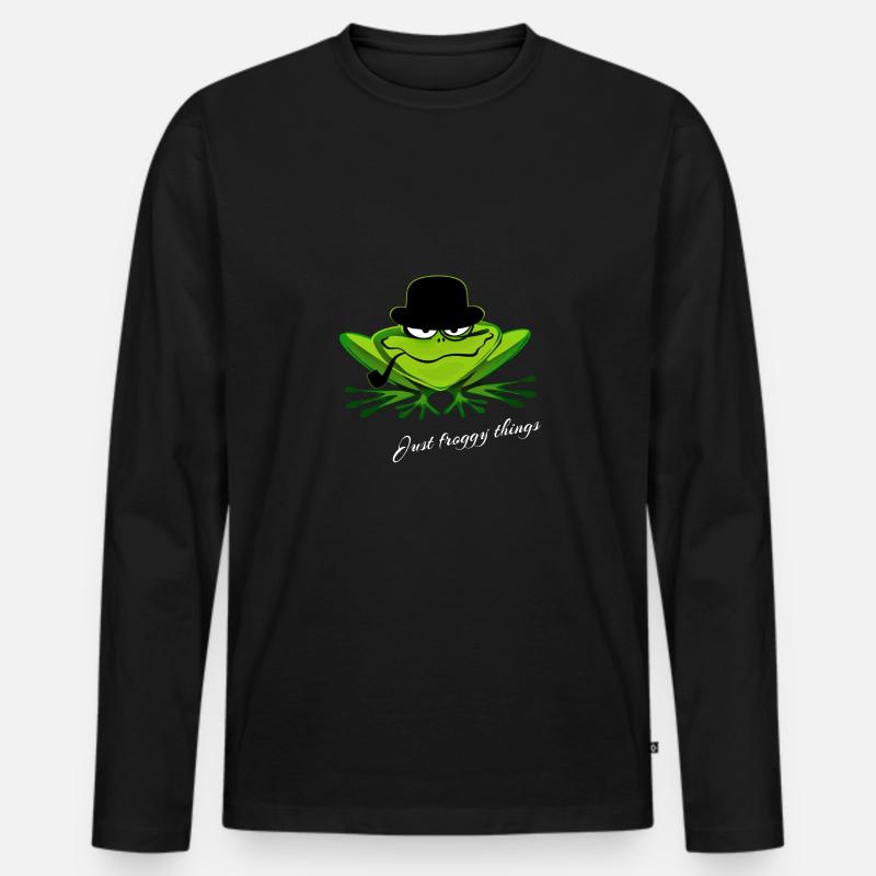 Frosch - Männer Premium Bio Langarmshirt - Schwarz