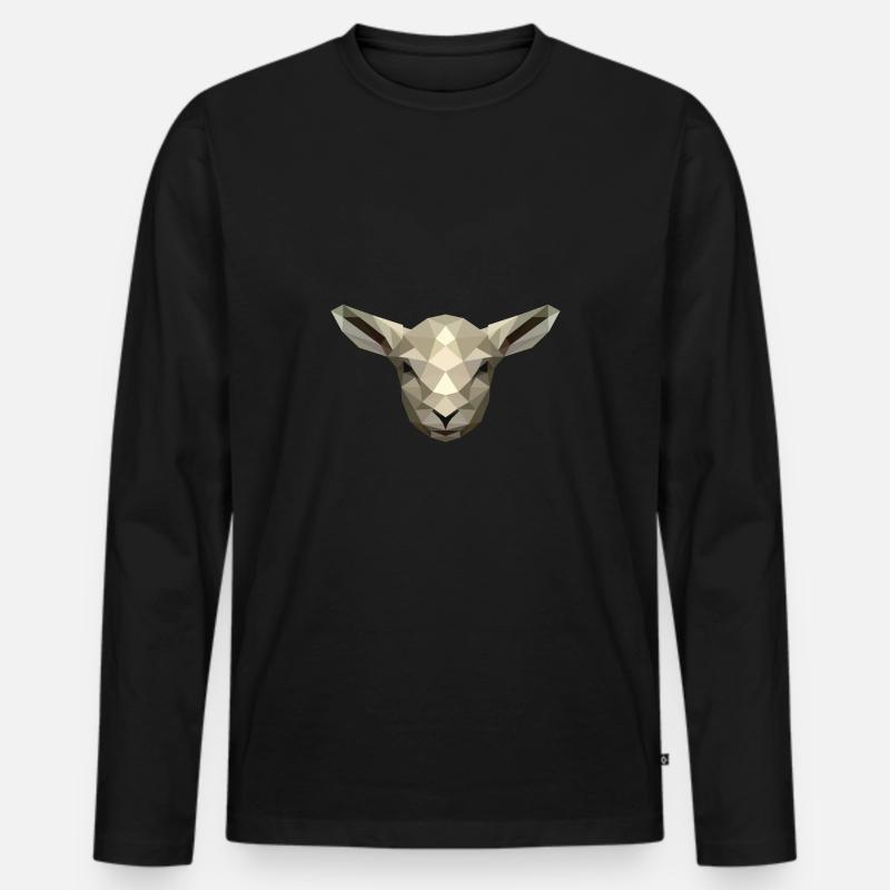 Lamm/Schaf im Poly Design - Männer Premium Bio Langarmshirt - Schwarz