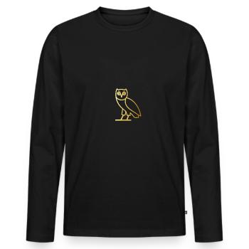 UHU/Eule im Gold Design. - Männer Premium Bio Langarmshirt - Schwarz - Vorne - Nico (187cm)