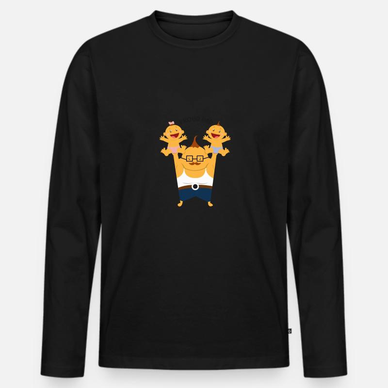 Stolzer Vater - Männer Premium Bio Langarmshirt - Schwarz