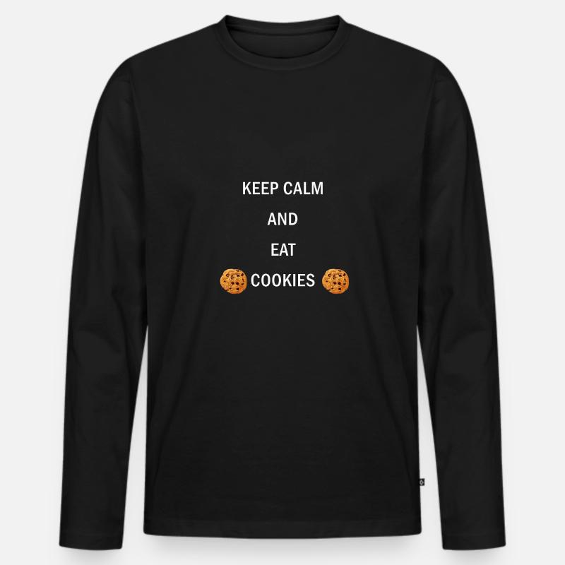 Keep Calm Cookies - Männer Premium Bio Langarmshirt - Schwarz