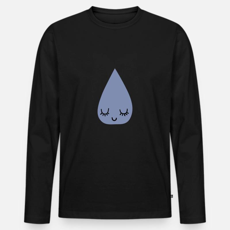 Tropfen - Männer Premium Bio Langarmshirt - Schwarz