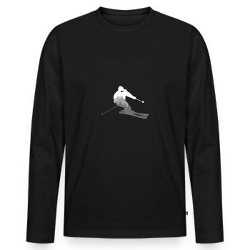 Ski fahren Abfahrt - Männer Premium Bio Langarmshirt - Schwarz - Vorne - Nico (187cm)