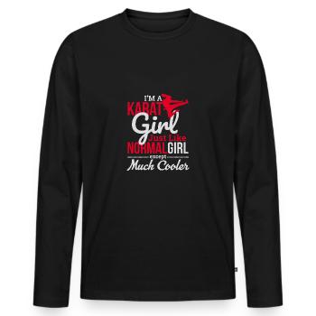 Kampfsport - Ich bin ein Karate Girl - Männer Premium Bio Langarmshirt - Schwarz - Vorne - Nico (187cm)