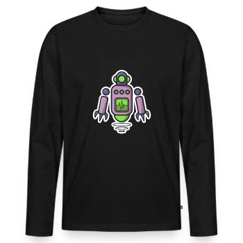 Roboter - Männer Premium Bio Langarmshirt - Schwarz - Vorne - Nico (187cm)