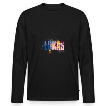 Lukas - Männer Premium Bio Langarmshirt - Schwarz - Vorne - Nico (187cm)