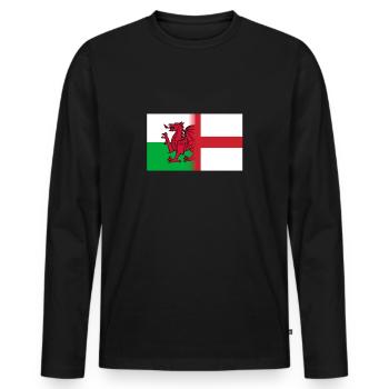 England und Wales englische walisische Flagge - Männer Premium Bio Langarmshirt - Schwarz - Vorne - Nico (187cm)