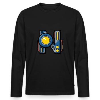Buchstabe N Geschenk Name Roboter Technik nerd - Männer Premium Bio Langarmshirt - Schwarz - Vorne - Nico (187cm)