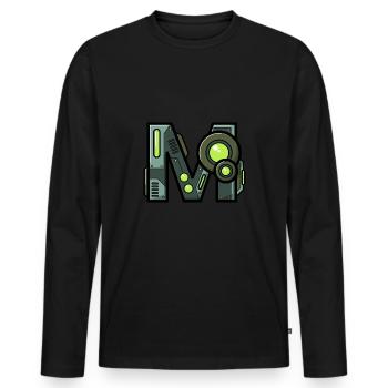 Buchstabe M Geschenk Name Roboter Technik nerd - Männer Premium Bio Langarmshirt - Schwarz - Vorne - Nico (187cm)