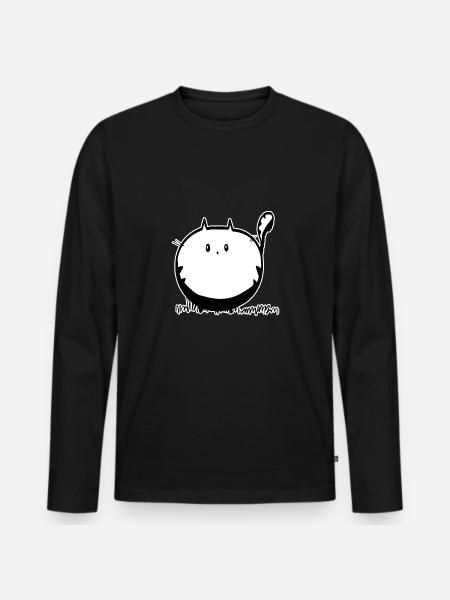 Dicke Katze Geschenk - Männer Premium Bio Langarmshirt - Schwarz