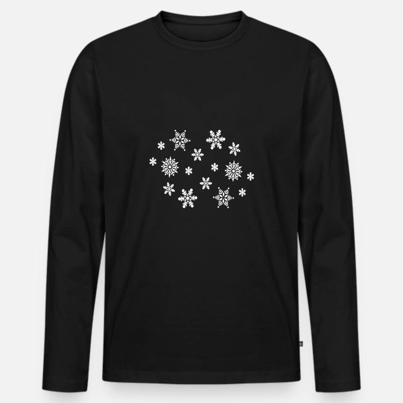 Schneeflocken Weihnachten - Männer Premium Bio Langarmshirt - Schwarz