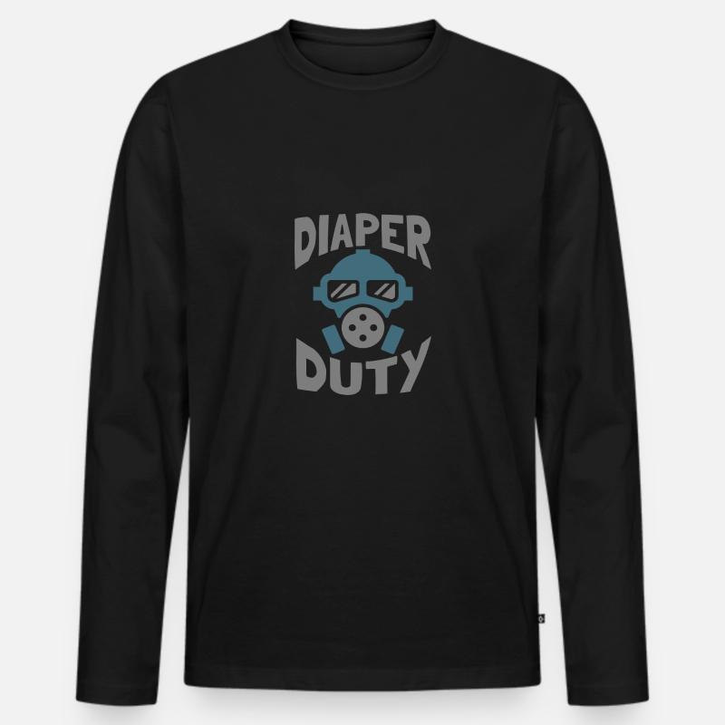 Windel wechseln - Männer Premium Bio Langarmshirt - Schwarz