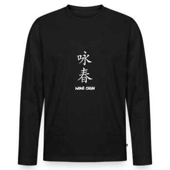 WingTsun Wing Chun - Men's Premium Organic Long Sleeve Shirt - black - Front - Nico (187cm)