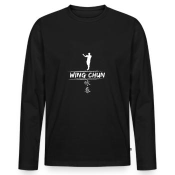 Wing Chun WingTsun fighter - Men's Premium Organic Long Sleeve Shirt - black - Front - Nico (187cm)