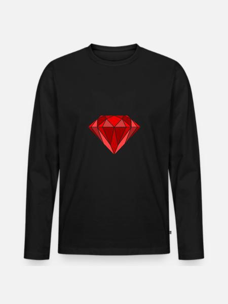 Diamond in red - Men's Premium Organic Long Sleeve Shirt - black