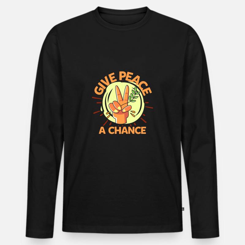 Peace - Männer Premium Bio Langarmshirt - Schwarz