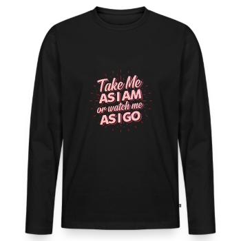 Take me - Men's Premium Organic Long Sleeve Shirt - black - Front - Nico (187cm)
