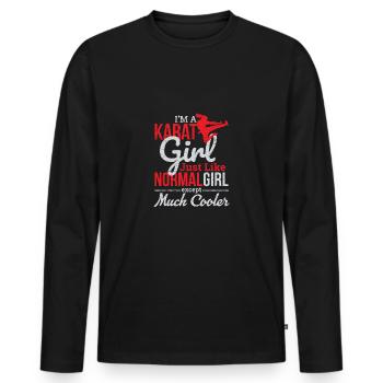 Kampfsport - Ich bin ein Karate Girl Grunge - Männer Premium Bio Langarmshirt - Schwarz - Vorne - Nico (187cm)