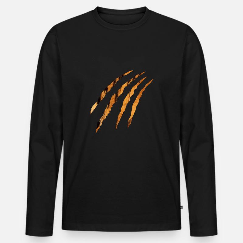 Tigerkralle - Männer Premium Bio Langarmshirt - Schwarz