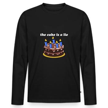 Le gâteau est un mensonge - T-shirt manches longues Premium bio Homme - noir - Devant - Nico (187cm)