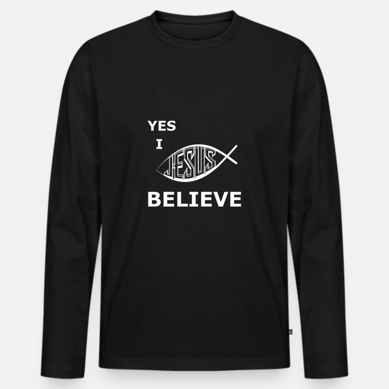 Jes i believe, Geschenk, Geschenkidee - Männer Premium Bio Langarmshirt - Schwarz