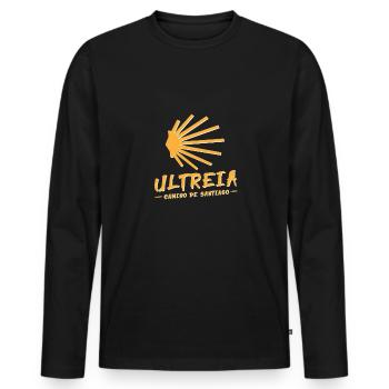 Camino de Santaigo. Chemin de Compostelle, T-shirt Ultreia - T-shirt manches longues Premium bio Homme - noir - Devant - Nico (187cm)