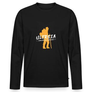 Camino de Santaigo. Chemin de Compostelle, T-shirt Ultreia - T-shirt manches longues Premium bio Homme - noir - Devant - Nico (187cm)