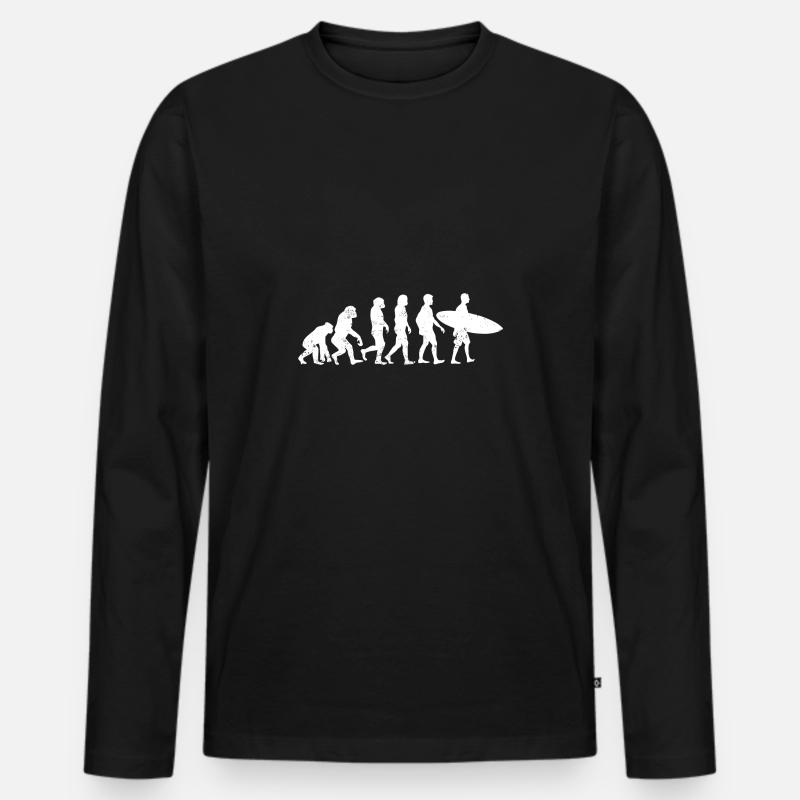 Evolution Surfer Surfing Surf - Männer Premium Bio Langarmshirt - Schwarz